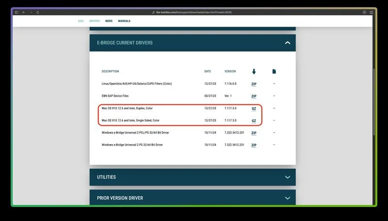 e-Bridge Current Drivers section
