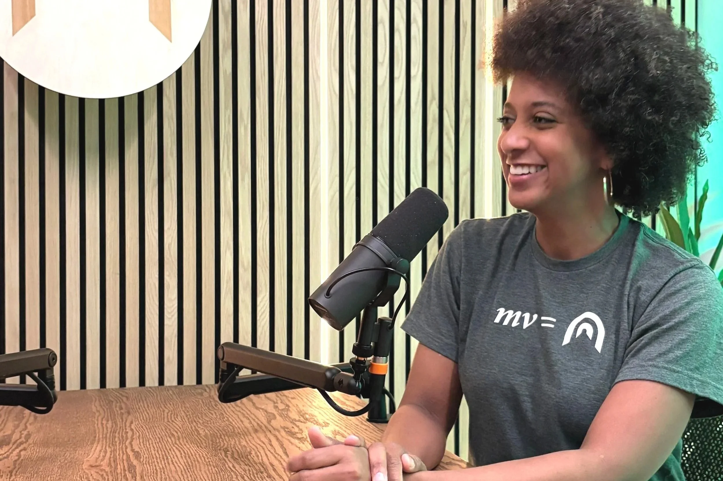 A guest recording in the Momentum podcast studio