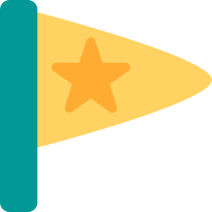 A simple illustration of a flag bearing a star symbol, representing leadership and self-confidence.