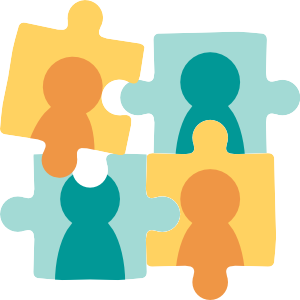 An illustration of a jigsaw puzzle, each piece of which contains a simple figure.