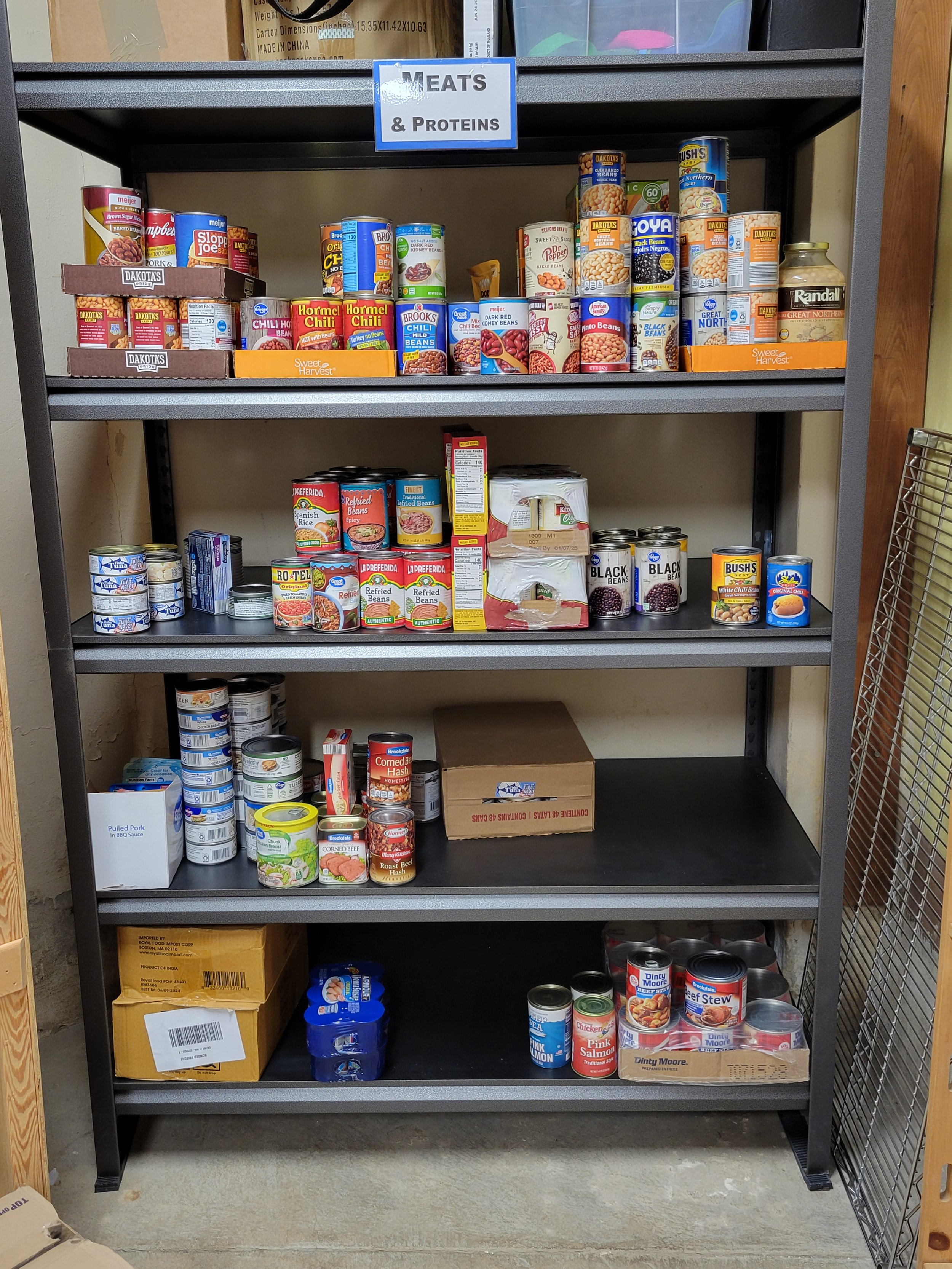Food pantry shelves stocked