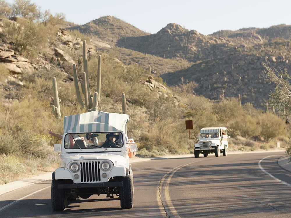 Jeep driving through Saguaro National Park
