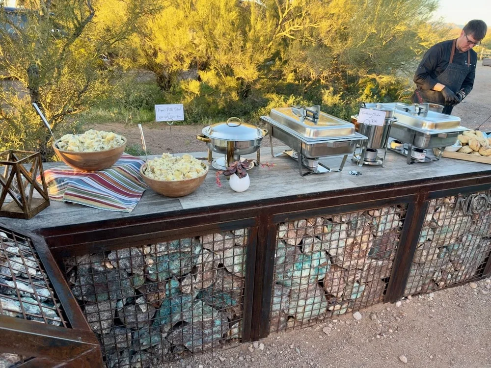 Desert dining and campfire ambiance