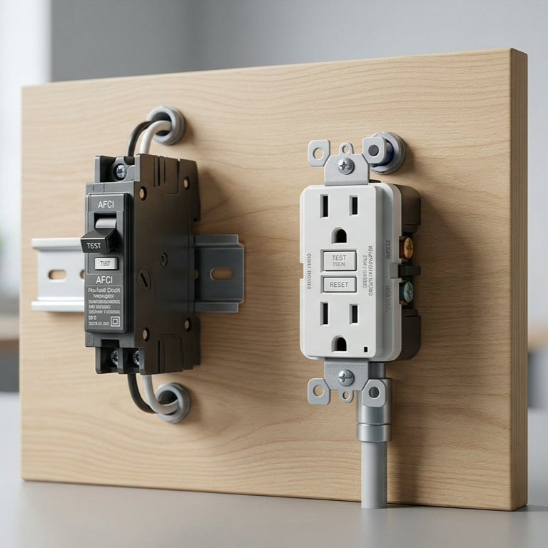 two circuit breaker safety devices side by side