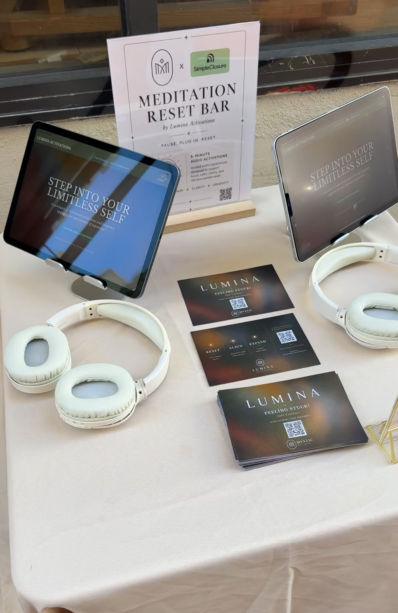 Custom meditation bar at a wellness pop-up