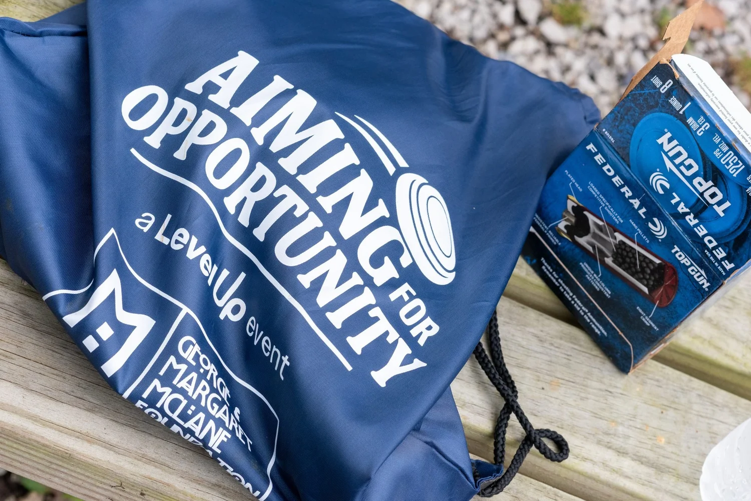 An Aiming for Opportunity ammo bag from the George and Margaret McLane Foundation
