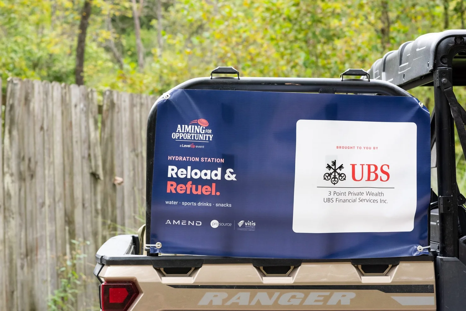 The UBS hydration cart that carried water and snacks to every station