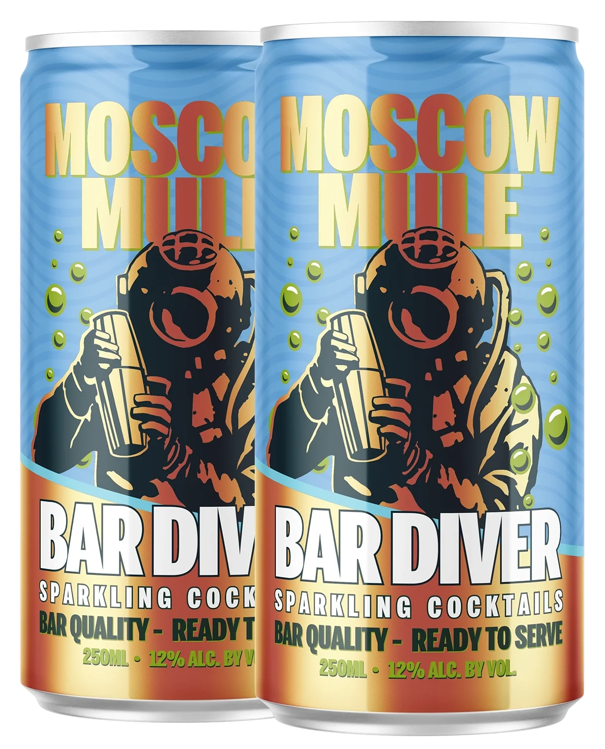 Two Cans of Bar Diver Sparkling Moscow Mule