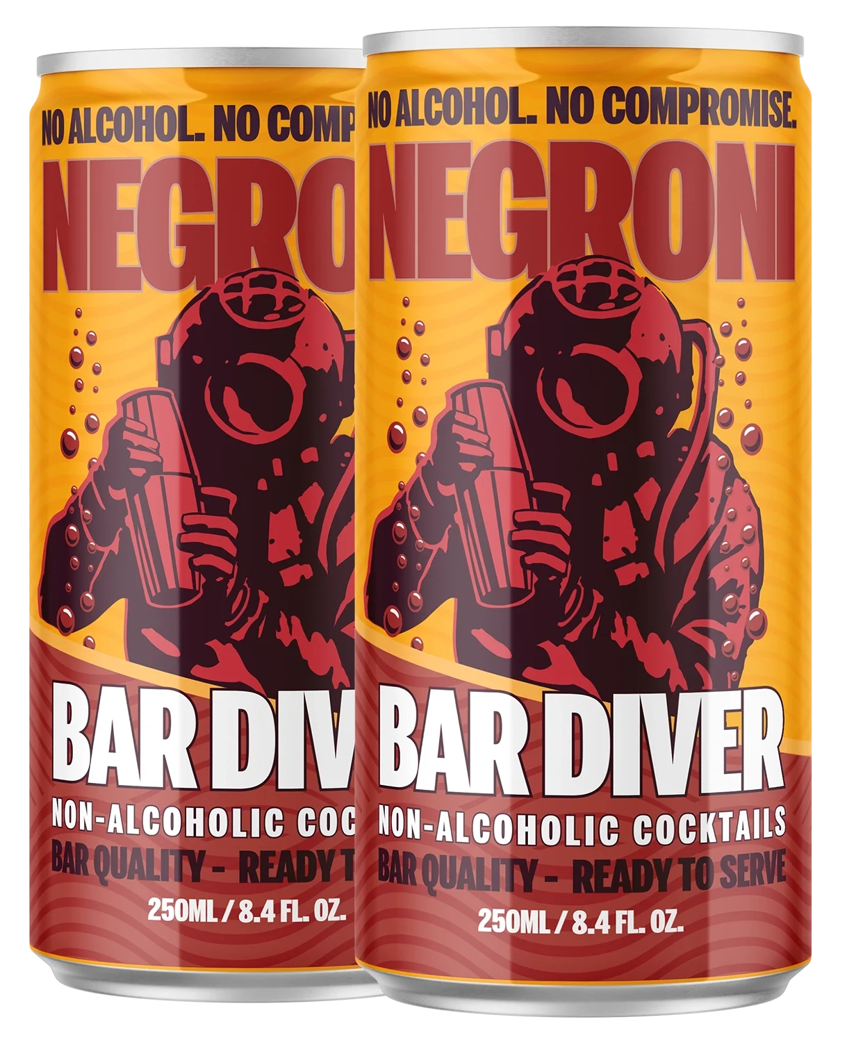 Two Cans of Bar Diver NA Negroni