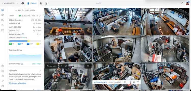Westfield Collective surveillance system showing multiple camera views