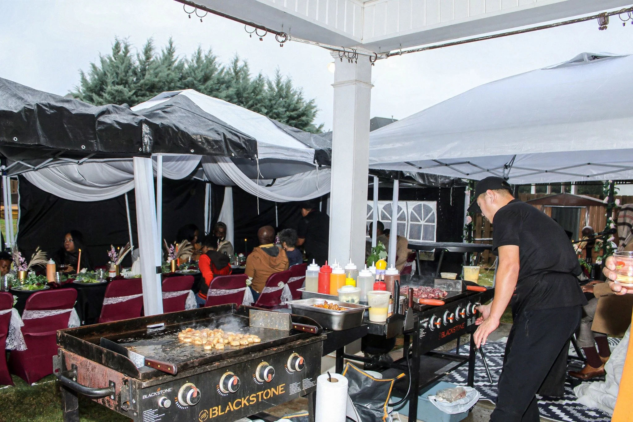 Hibachi cooking station and party tent