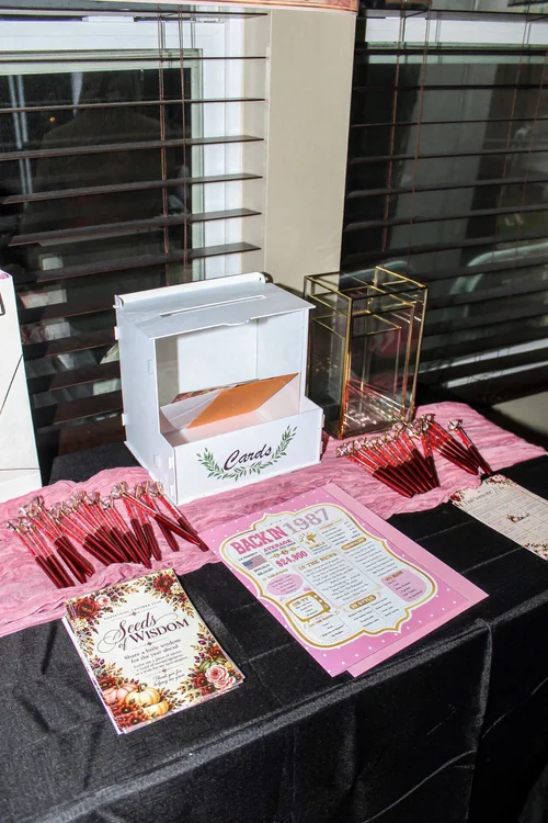 Pink dessert table details and sweet treats