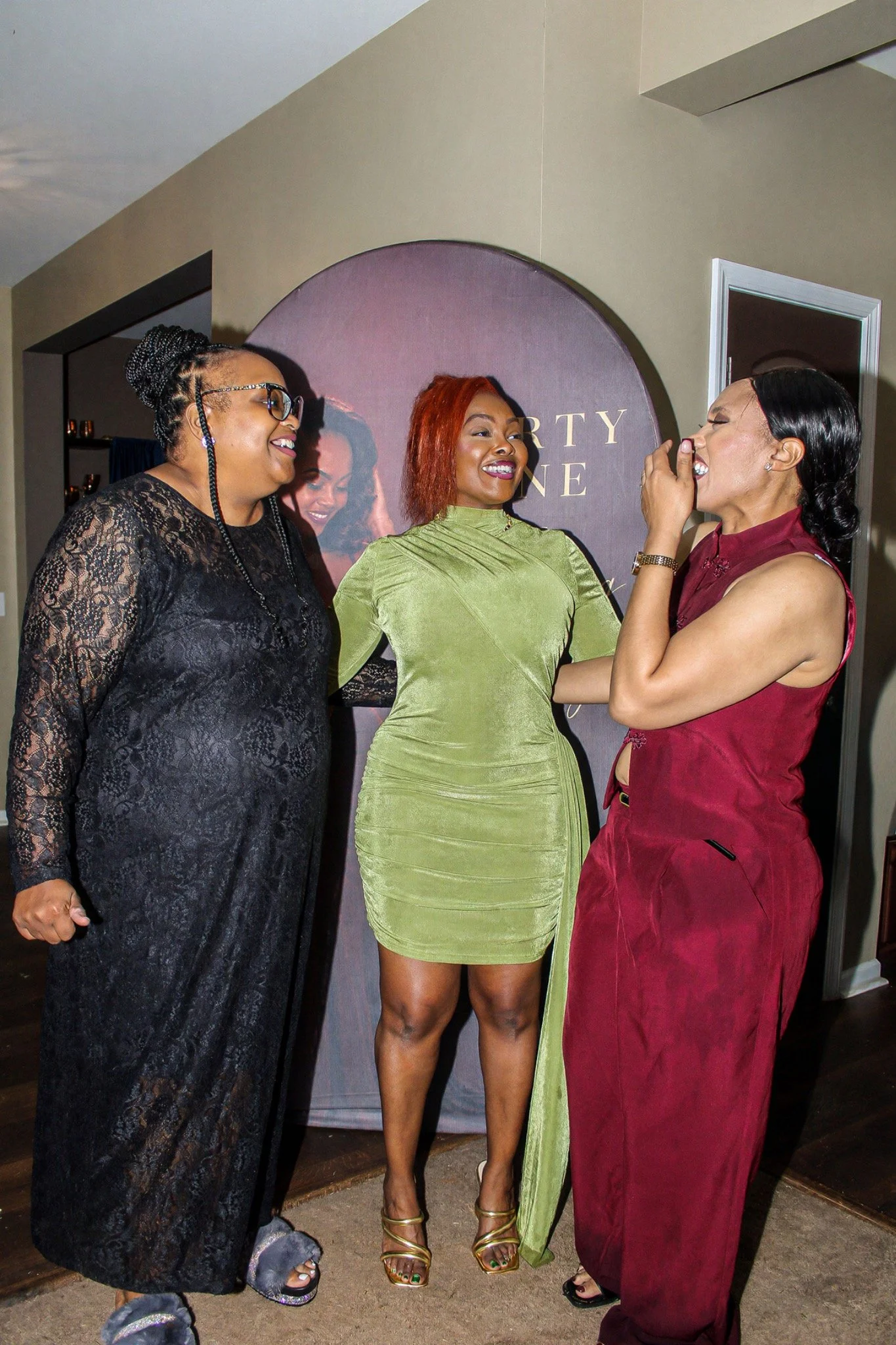 A candid birthday moment with two guests
