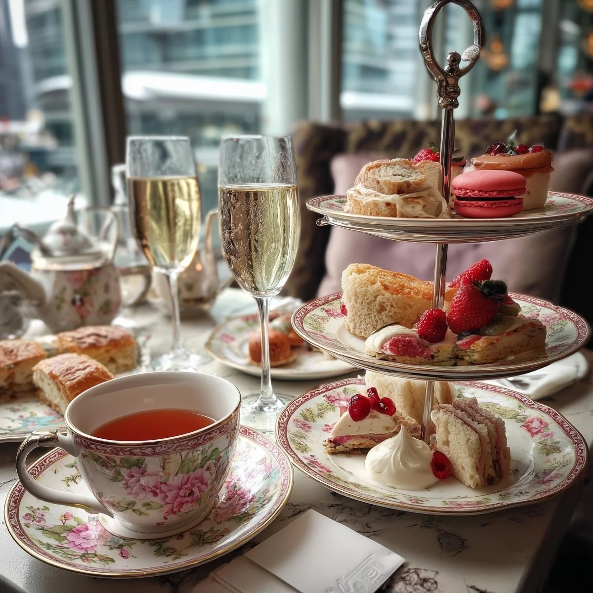 Luxury afternoon tea set at a Hong Kong hotel