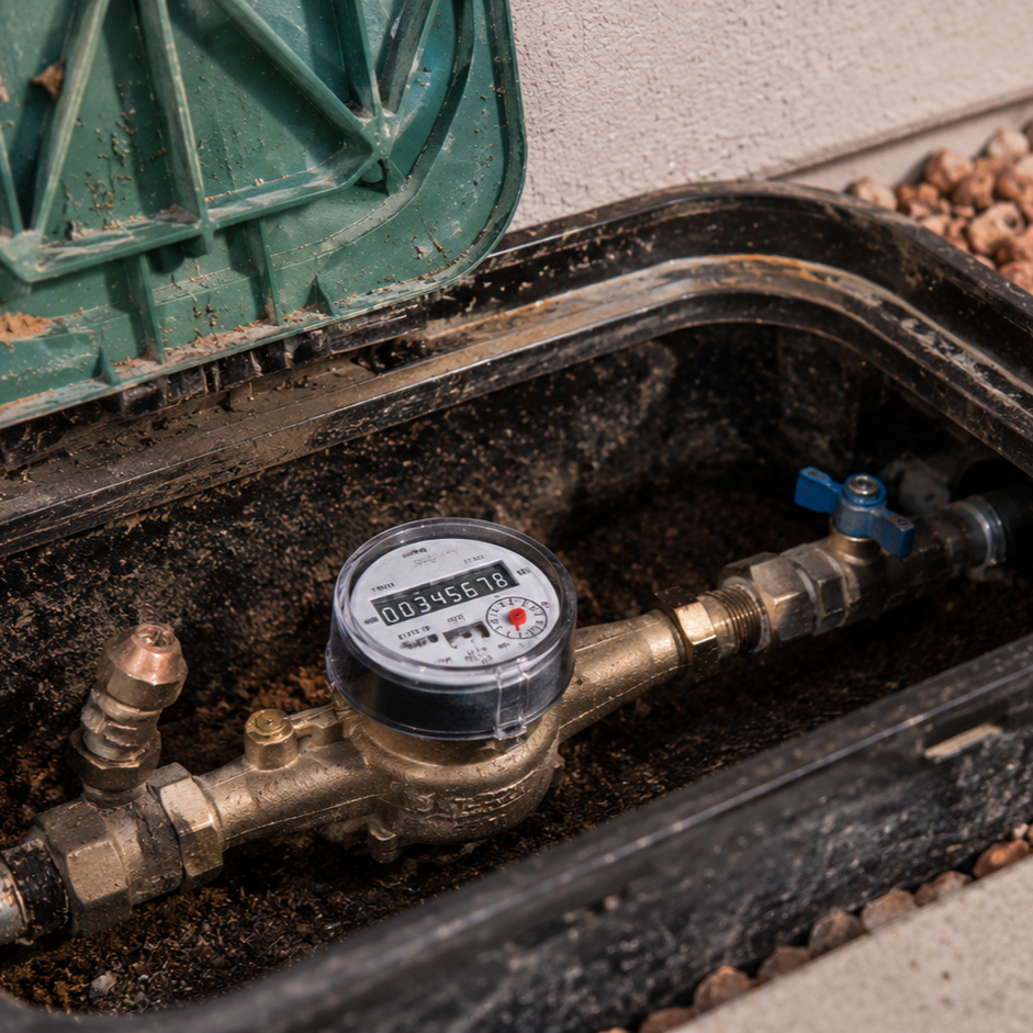 homeowner staring at high water bill with puzzled look