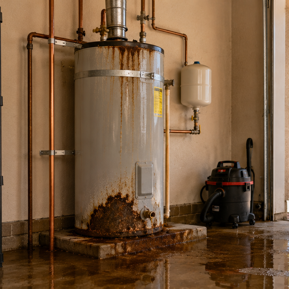 gas water heater with rusted anode rod