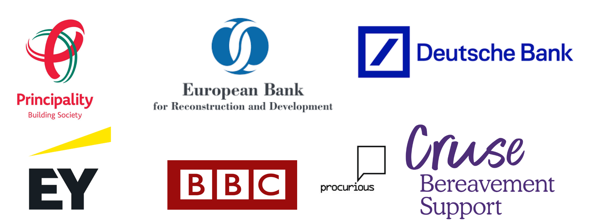 Logos of organisations Stuart has supported