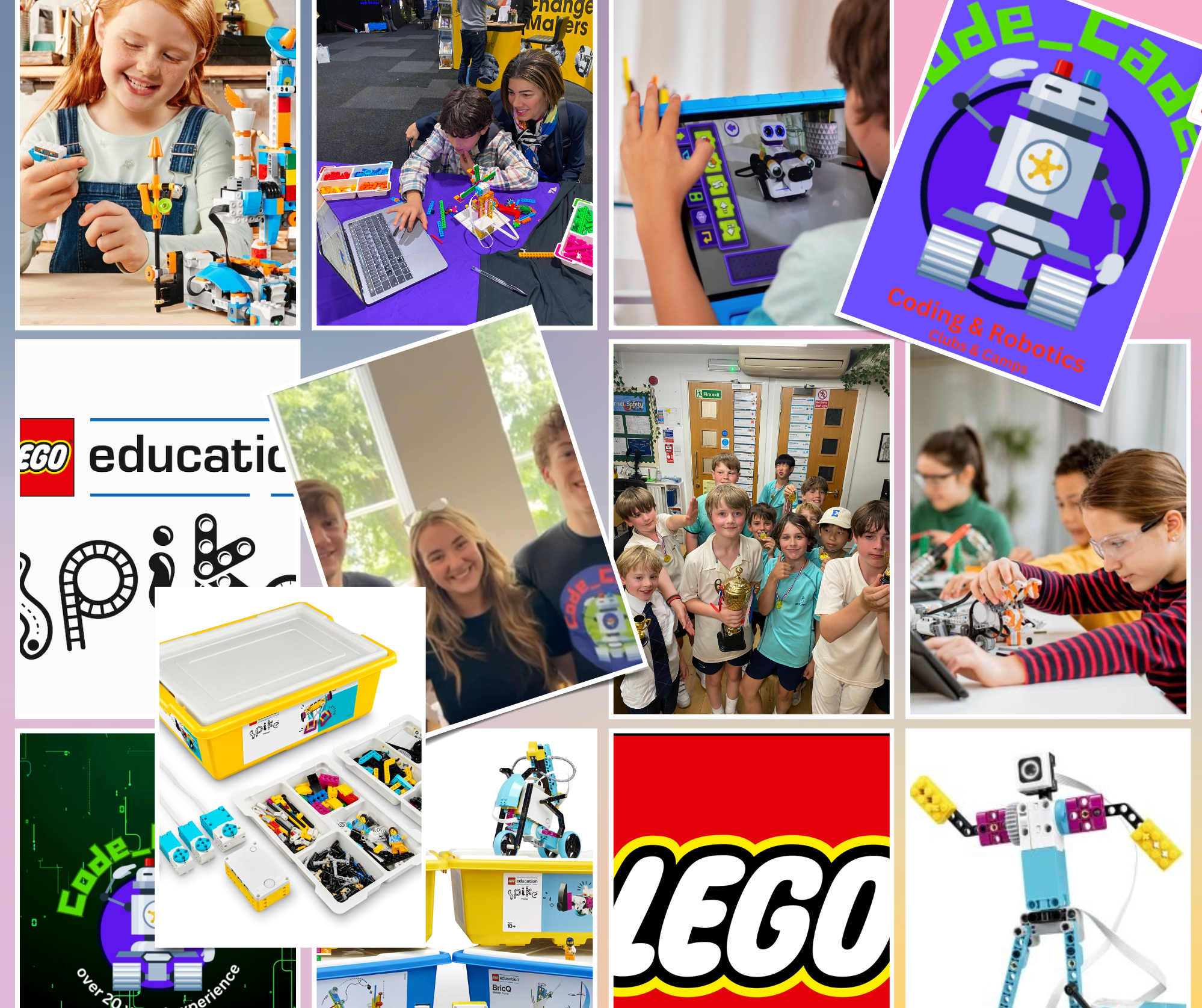 Children building and programming robots at Code Cadets