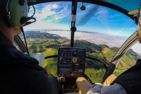 View from the cockpit of a helicopter during a training flight