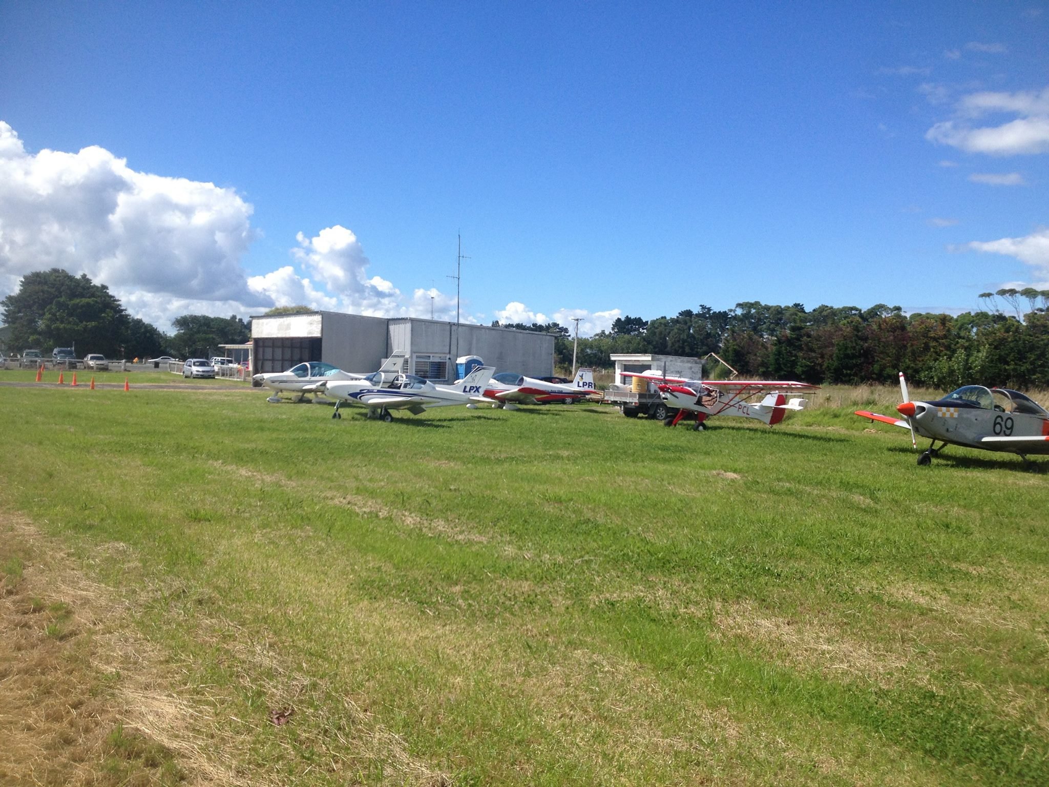 Otamatea Aero Club in the Northland region of New Zealand, aircraft parked on the airfield