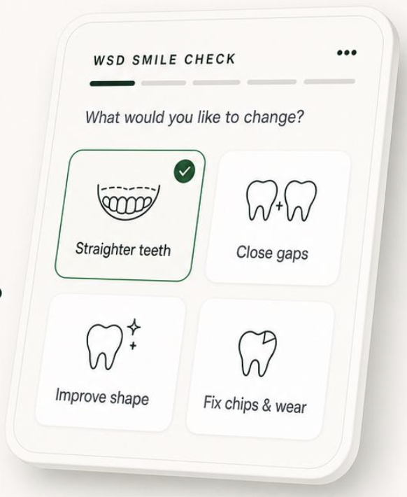 Four common smile concerns shown in the WSD Smile Check selector