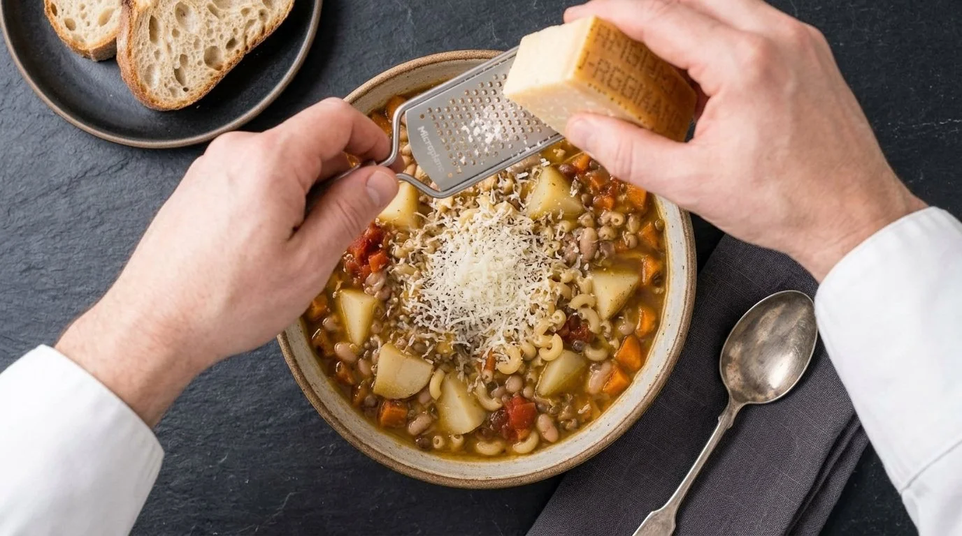 Mediterranean Diet Pasta Fagioli White Bean Soup Bowl - Step 9: Combine and Serve