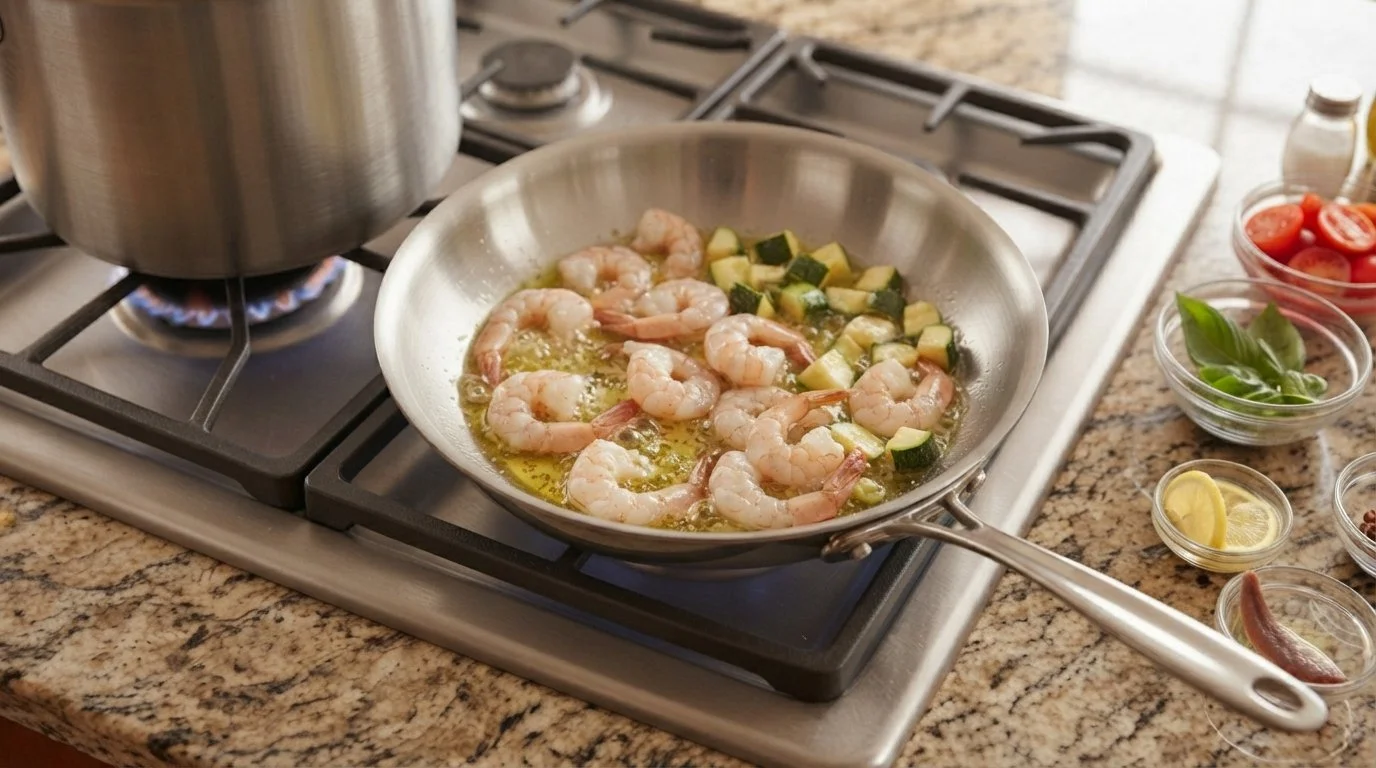 Mediterranean Diet Linguine Shrimp Fra Diavolo - Step 4: Sear Shrimp