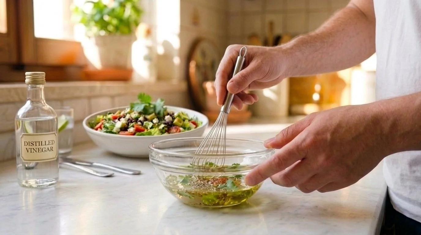 Mediterranean Diet Mexican Queso Fresco and Avocado Entrée Salad - Step 8: Emulsify Dressing