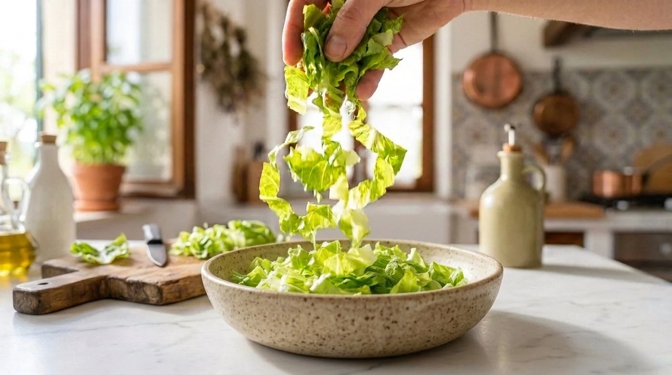 Mediterranean Diet Mexican Queso Fresco and Avocado Entrée Salad - Step 1: Prepare Greens