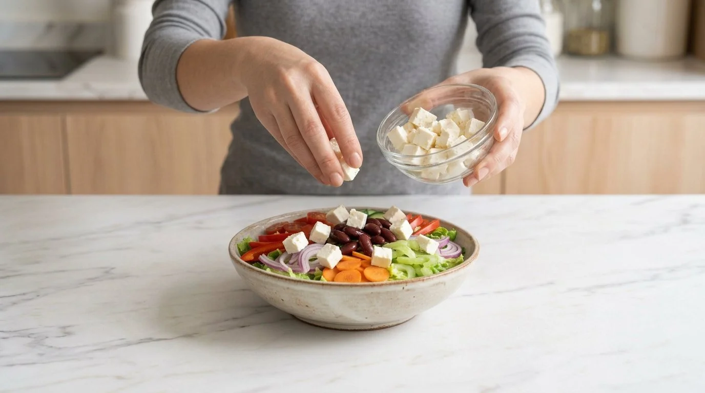 Mediterranean Diet Greek Entree Salad with Kidney Beans and Feta Cheese - Step 6