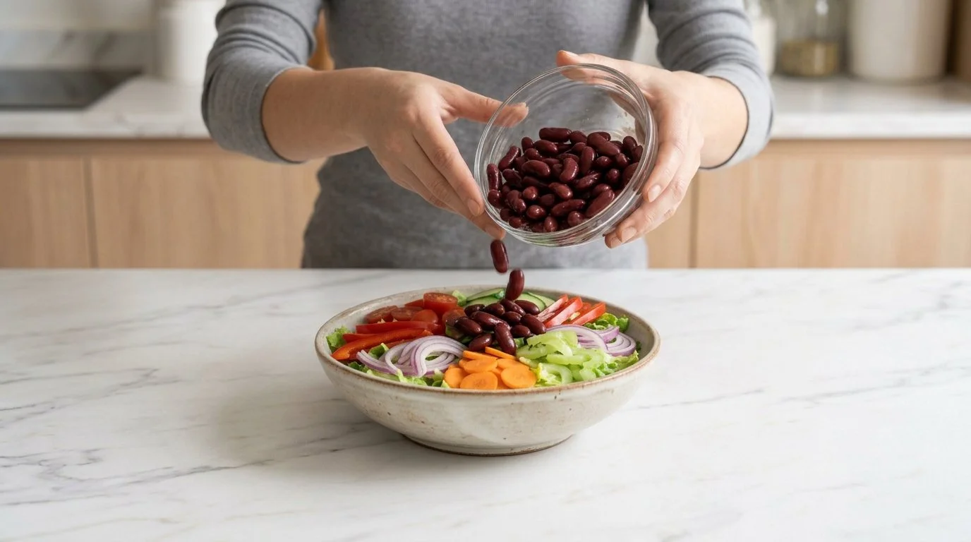 Mediterranean Diet Greek Entree Salad with Kidney Beans and Feta Cheese - Step 4