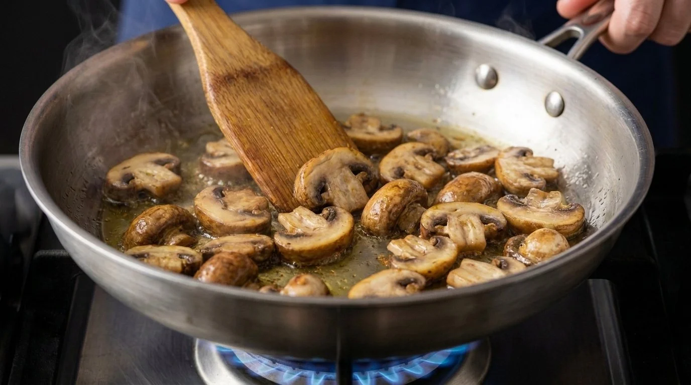 Mediterranean Diet Mushroom Risotto - Step 2: Sauté Mushrooms