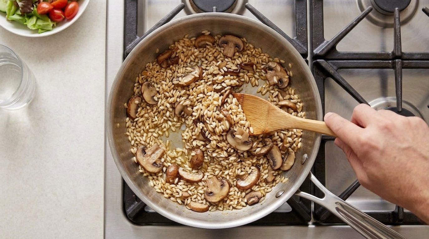 Mediterranean Diet Mushroom Risotto - Step 4: Toast Rice