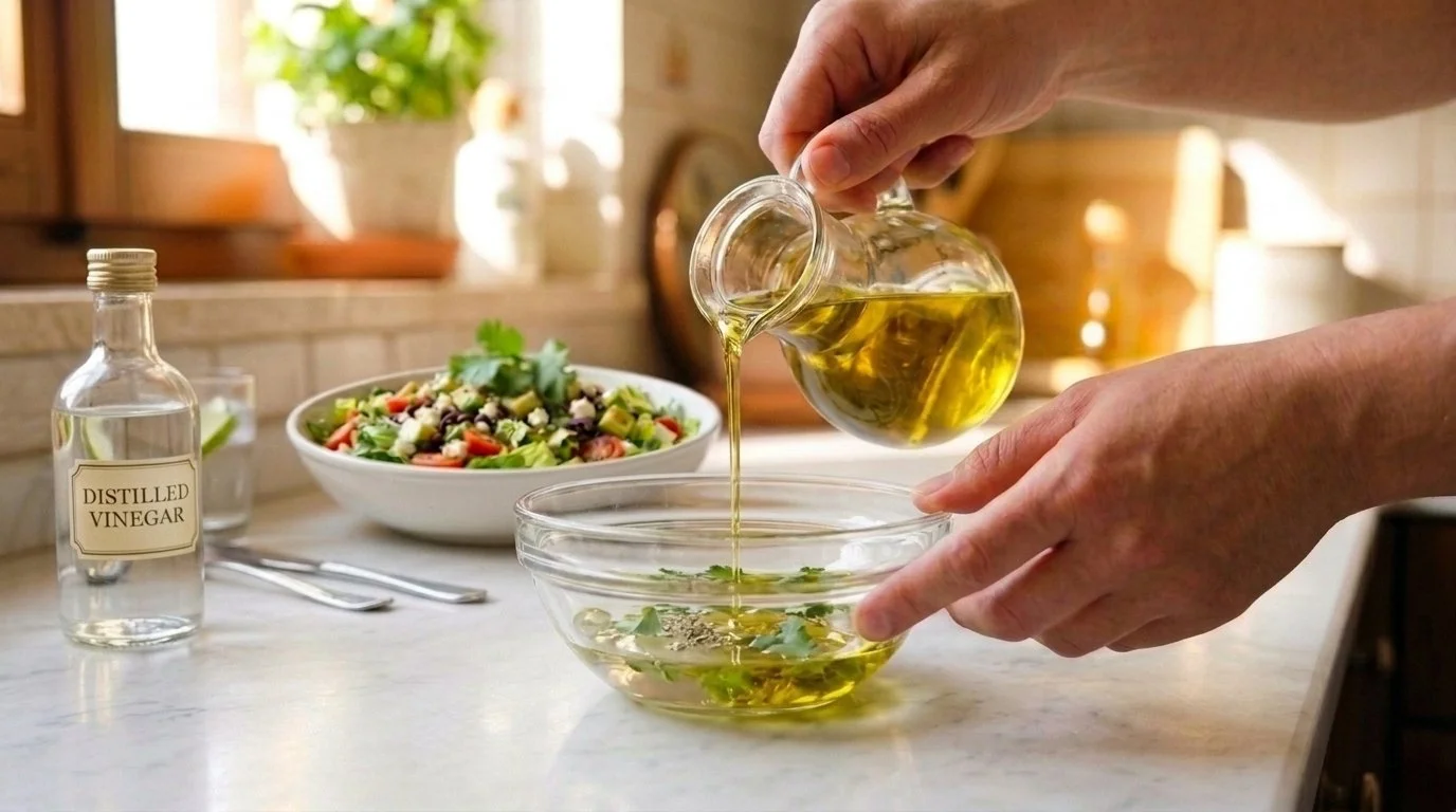 Mediterranean Diet Mexican Queso Fresco and Avocado Entrée Salad - Step 7: Combine Liquids and Seasonings