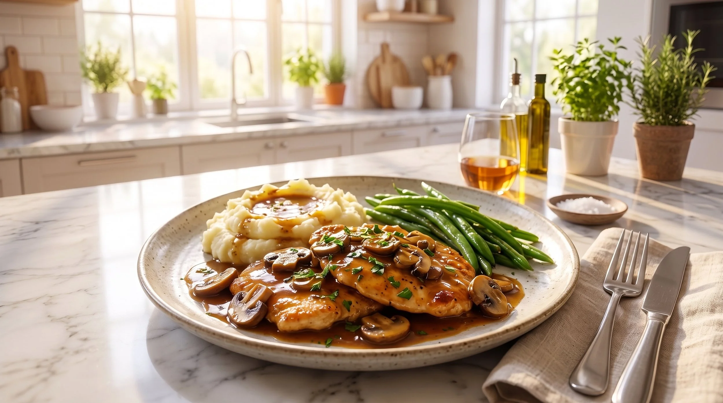 Mediterranean Diet Chicken Breast Scaloppine Marsala
