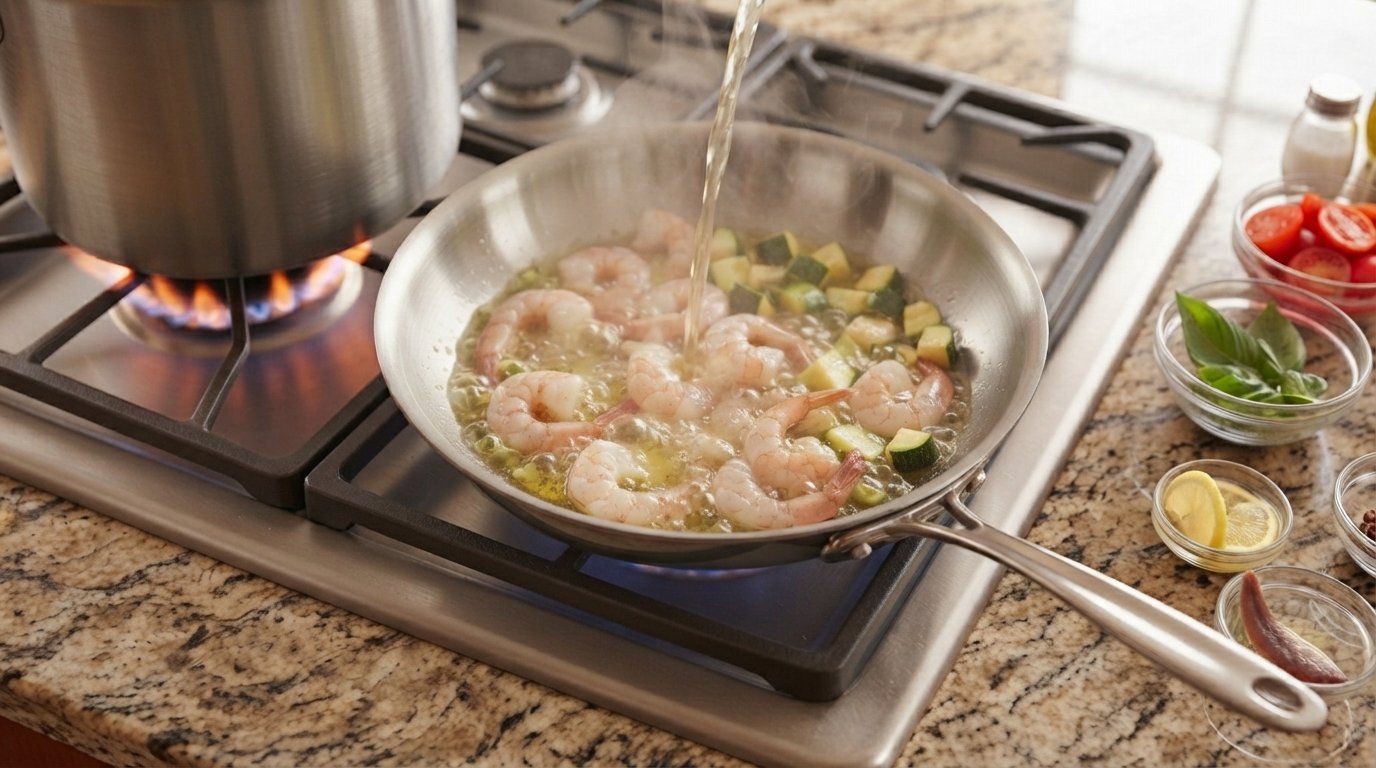 Mediterranean Diet Linguine Shrimp Fra Diavolo - Step 5: Deglaze