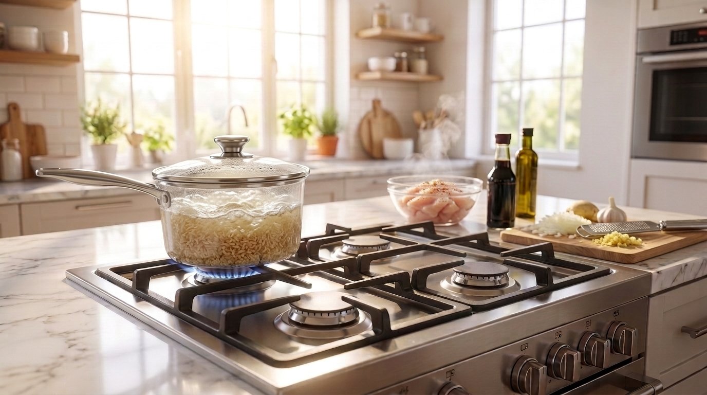 Mediterranean Diet Asian Chicken and Vegetable Stir-Fry Step 1: Simmer Brown Rice