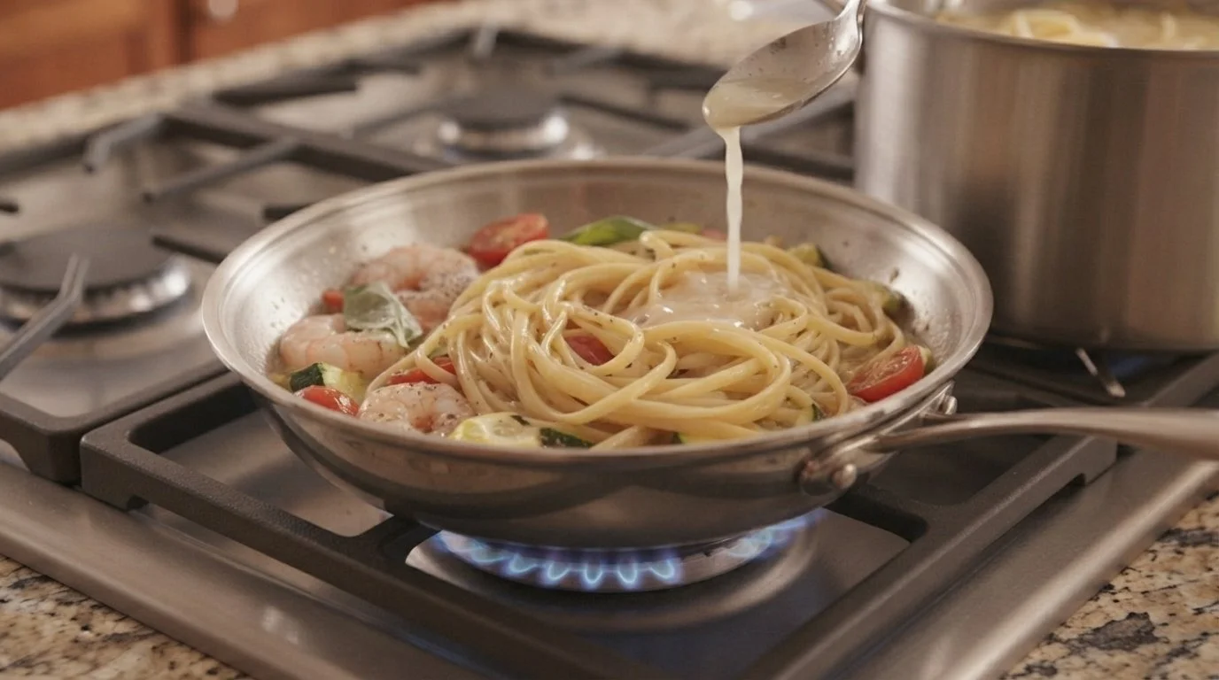 Mediterranean Diet Linguine Shrimp Fra Diavolo - Step 8: Emulsify
