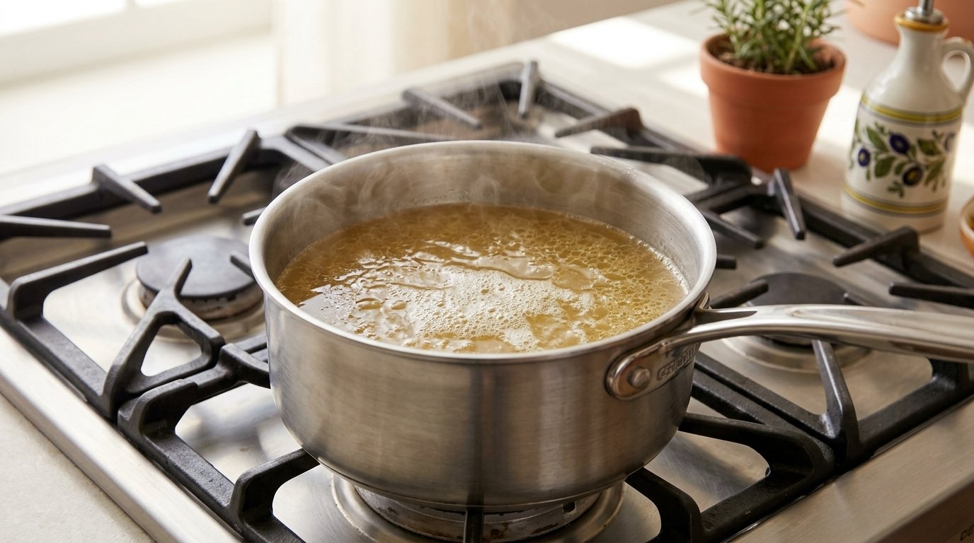 Mediterranean Diet Mushroom Risotto - Step 1: Simmer Stock