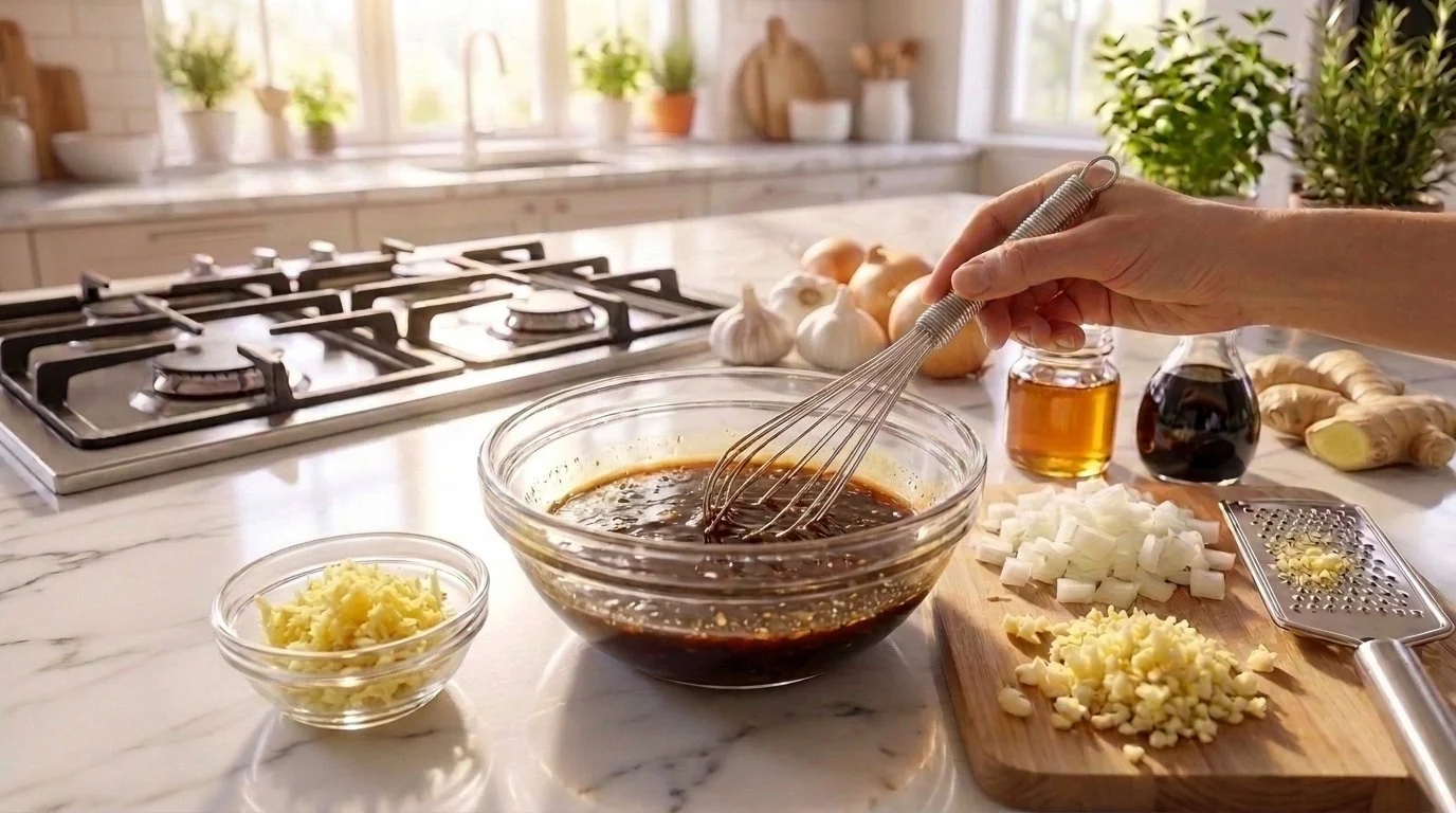 Mediterranean Diet Asian Chicken and Vegetable Stir-Fry Step 2: Whisk Stir-Fry Sauce