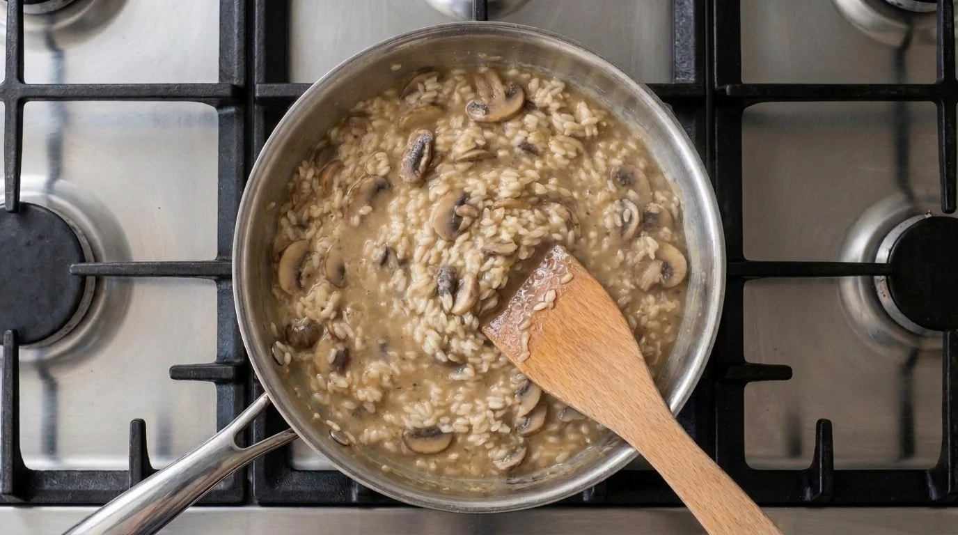 Mediterranean Diet Mushroom Risotto - Step 7: Absorb Liquid