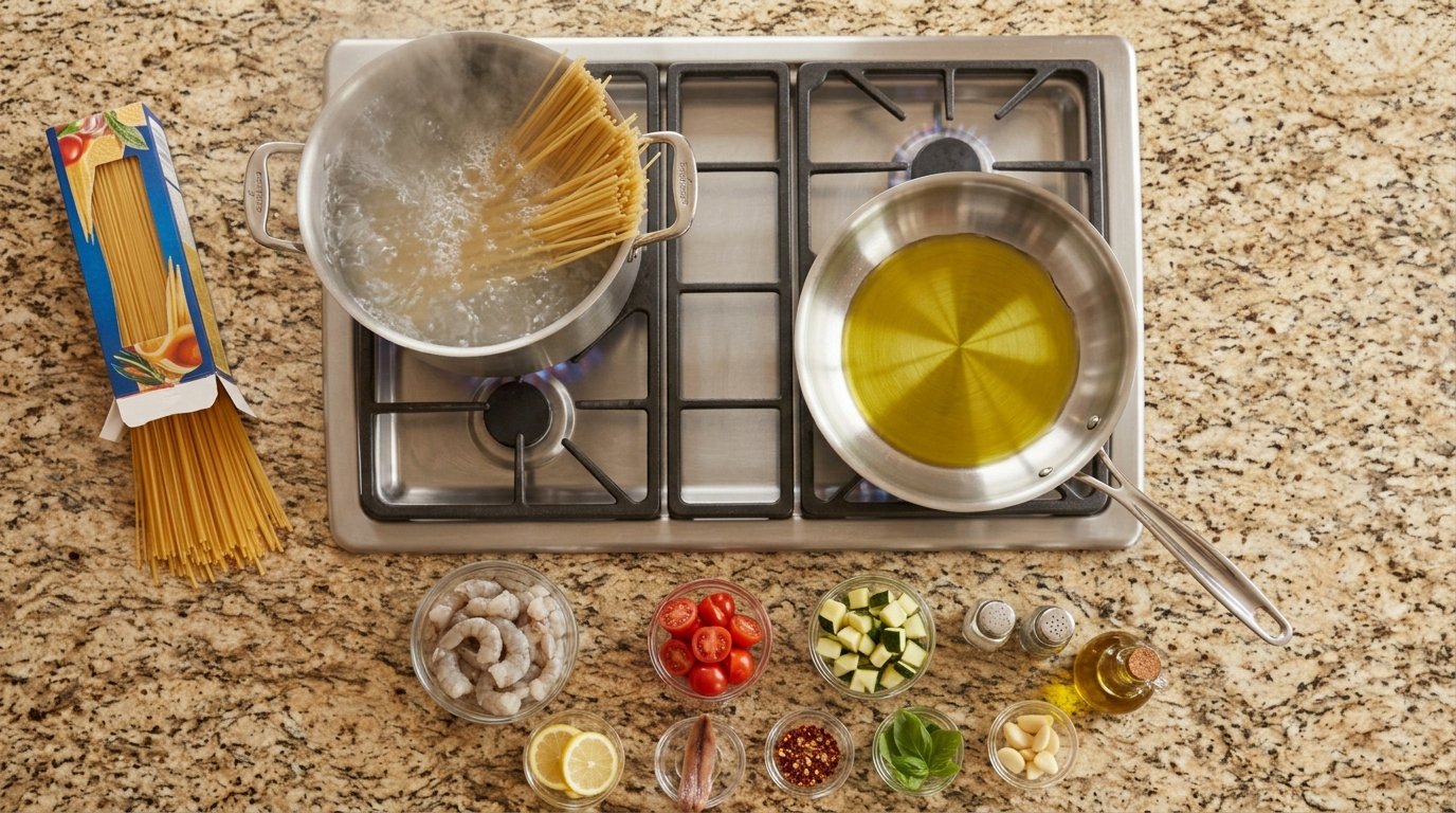 Mediterranean Diet Linguine Shrimp Fra Diavolo - Step 2: Cook Pasta