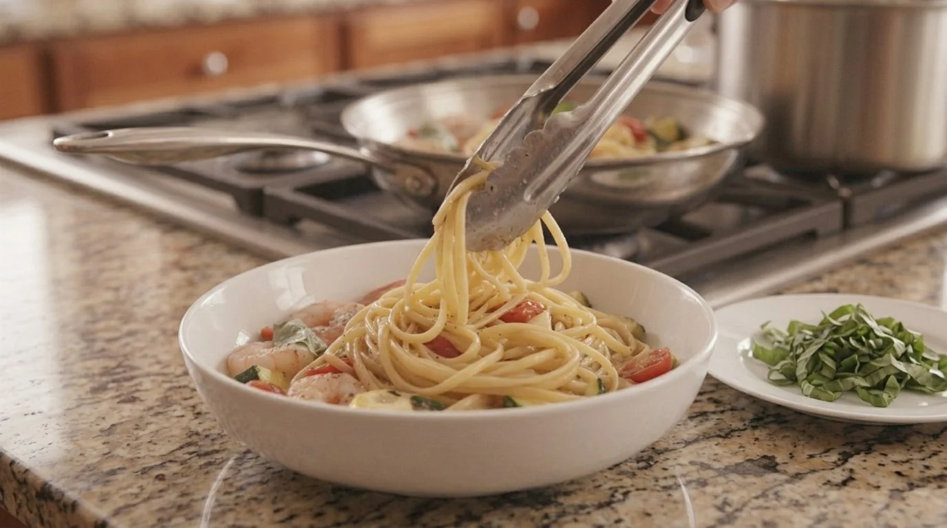 Mediterranean Diet Linguine Shrimp Fra Diavolo - Step 9: Plate & Garnish