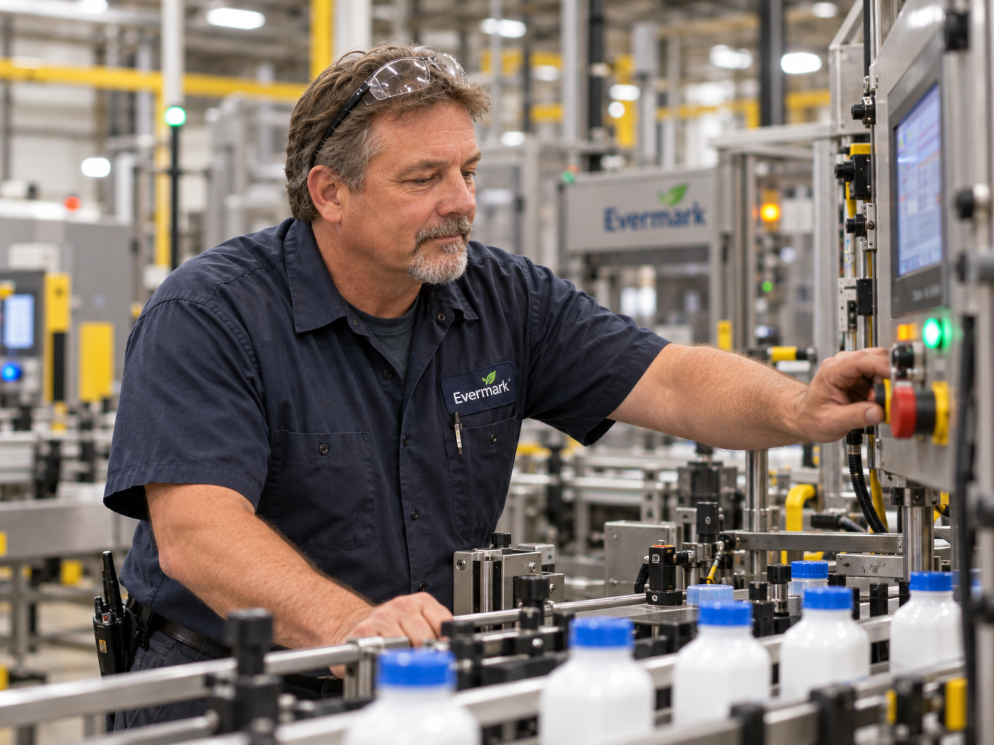 Rich Donnelly working with production equipment at Evermark Brands
