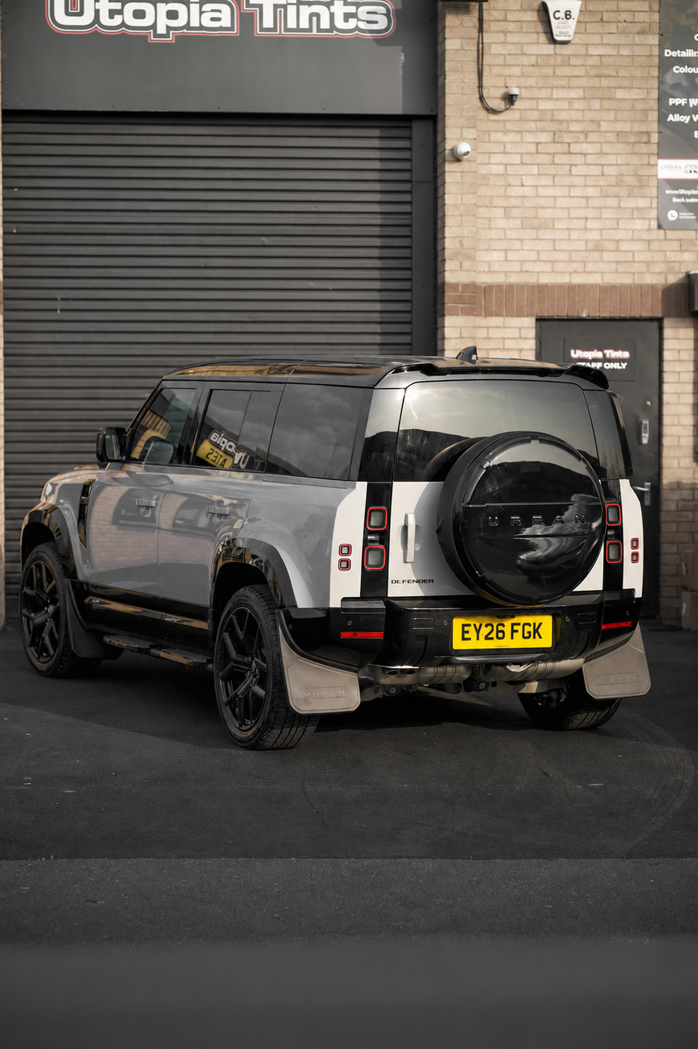 Land Rover Defender rear window tinting at Utopia Tints Durham, after fitment