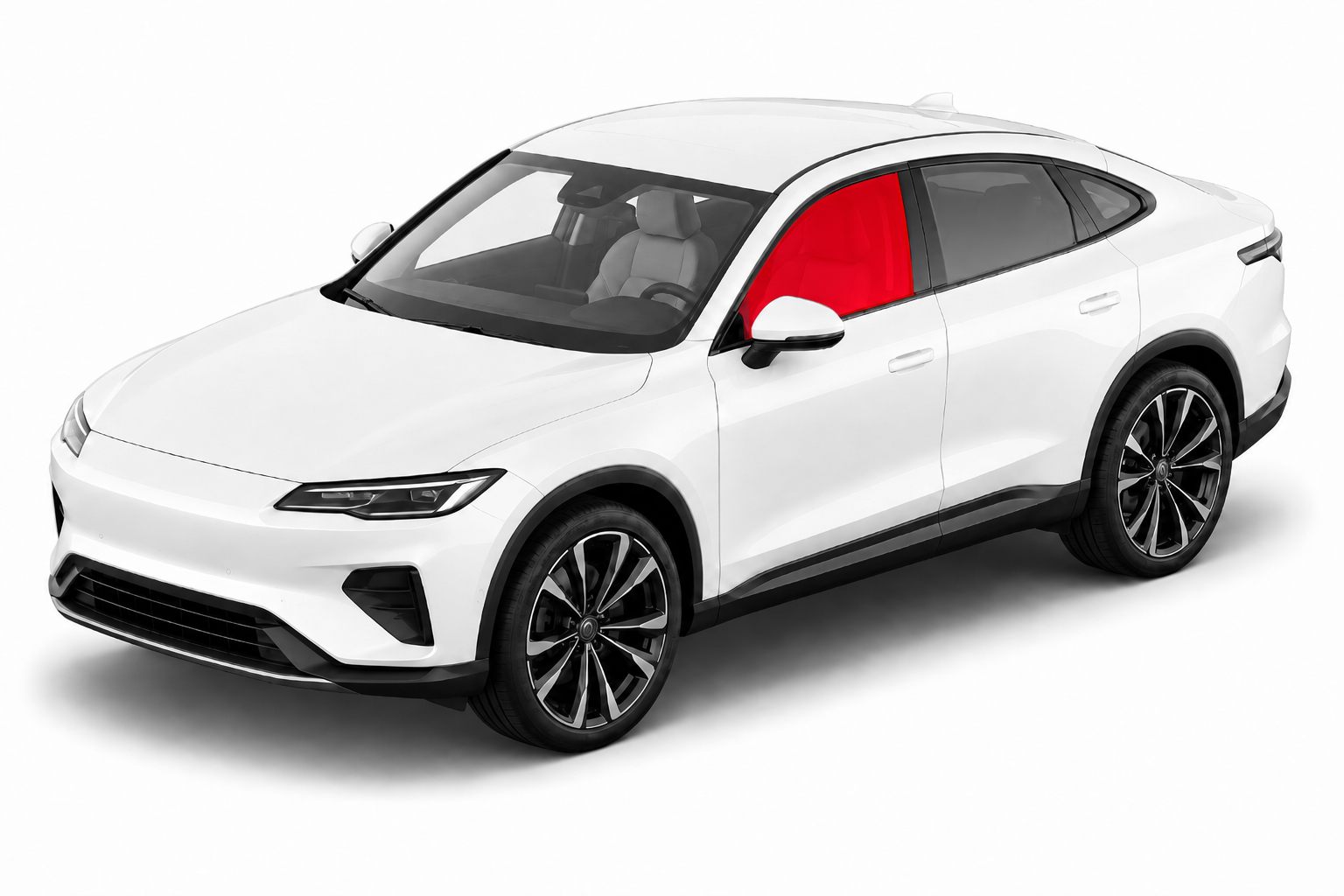 White car with the front driver and passenger door windows highlighted for window tinting in Durham