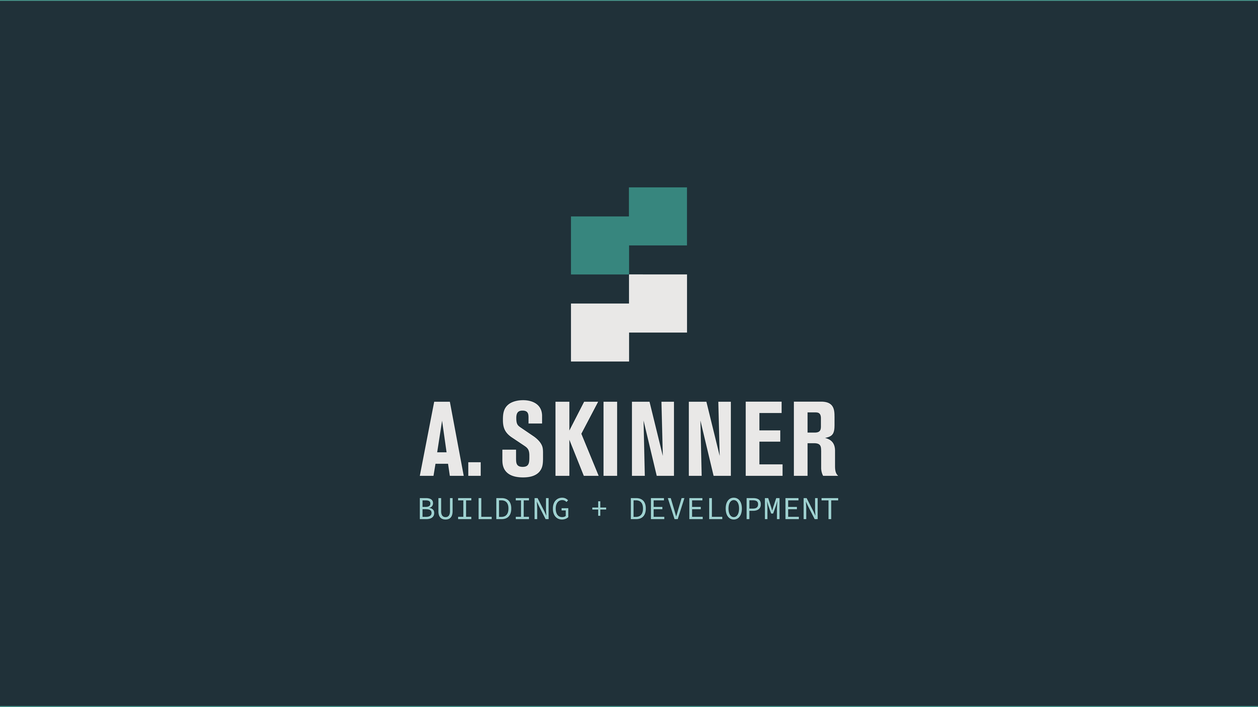 A. Skinner logo design 02 in teal, blocky A and S built like a wall