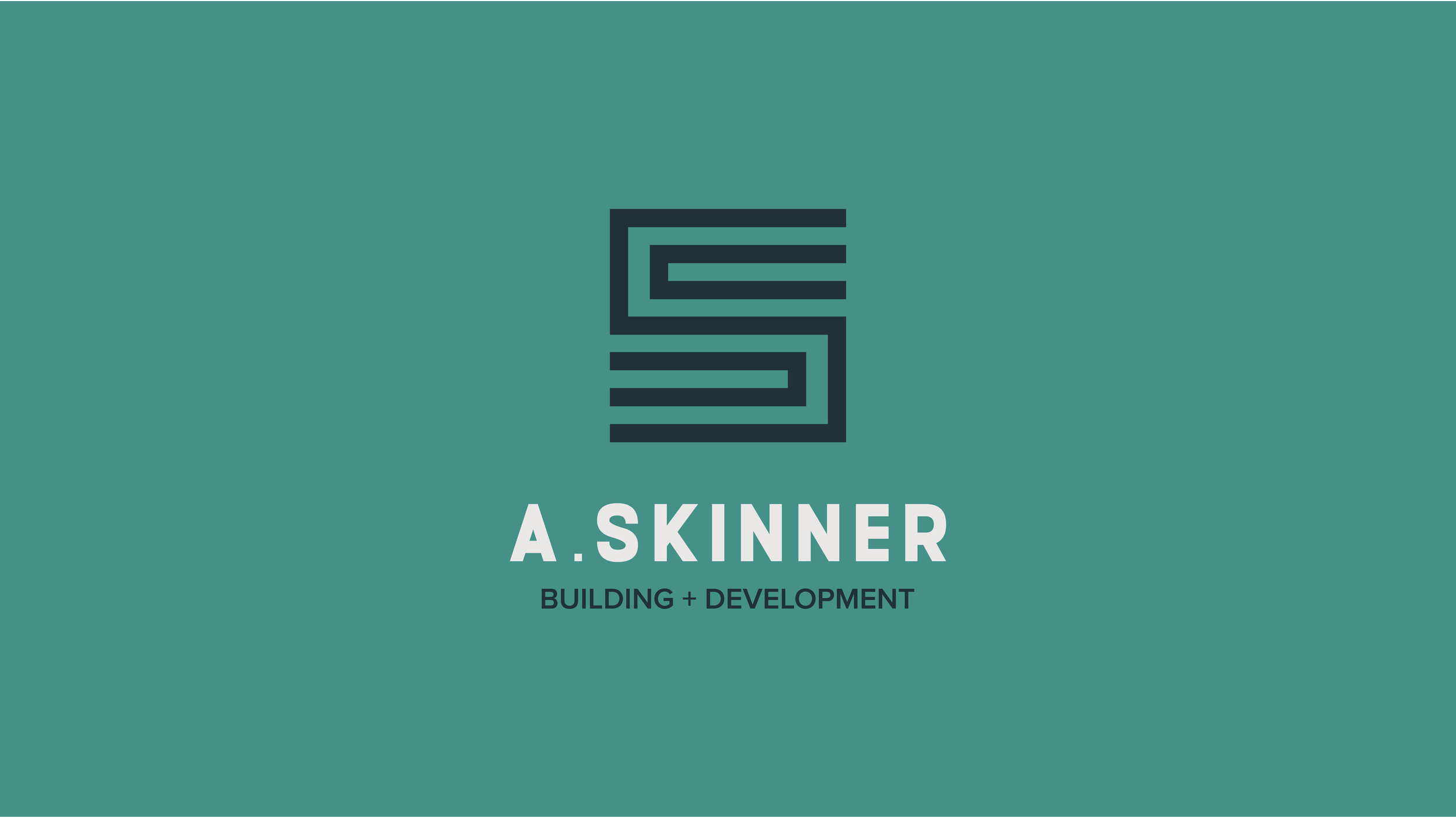 Skinner logo design 04 in teal, interlocking A and S forms with architectural lines