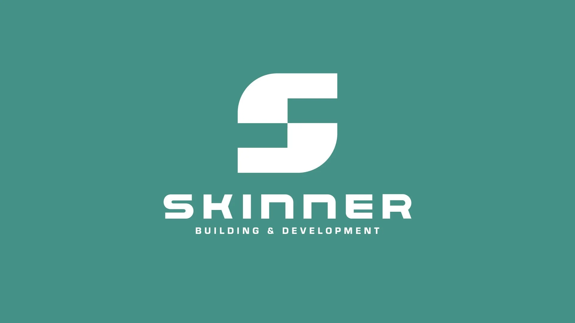 Skinner logo design 01 in teal, two bricks forming an S