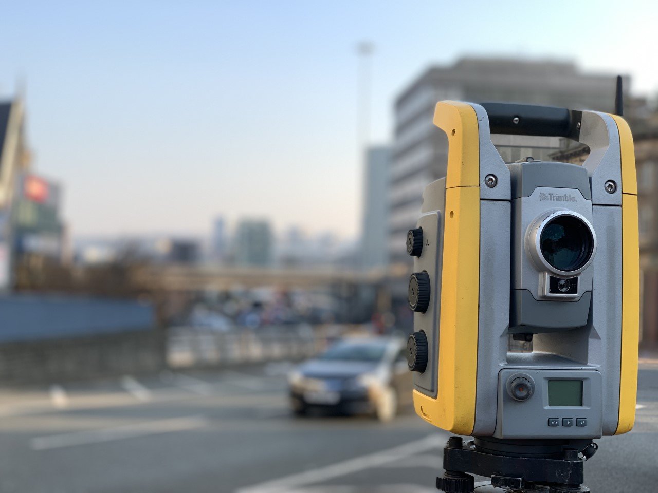 Total station used for a floor flatness survey